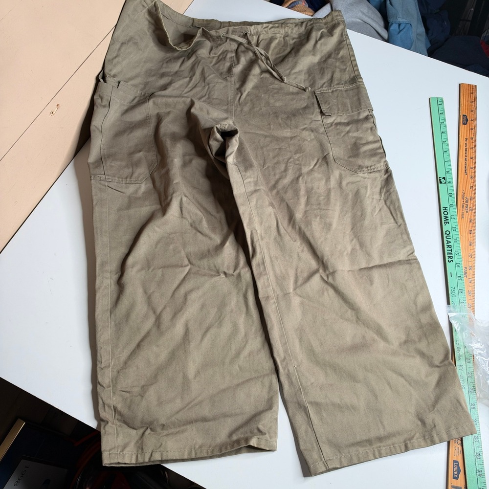Vintage Boom Boom Cargo Pants Women 3X Khaki Tan Cotton Wide Leg 90s Made in USA